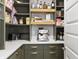 Walk-in pantry with open shelving, cabinets, countertops, and a built-in beverage center at 2223 Ryder Pl, Westfield, IN 46074