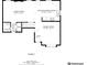 Floorplan of the first story showing the layout of the kitchen, dining room, living room, and bathroom at 5369 Red River Ct, Indianapolis, IN 46221