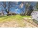 Extensive backyard with mature trees, decks, and storage sheds at 8120 Trevellian Way, Indianapolis, IN 46217