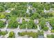 Neighborhood aerial view with mature trees surrounding well-maintained properties at 10697 Woodmont Ln, Fishers, IN 46037