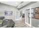 This office features double doors and access to the living room at 10697 Woodmont Ln, Fishers, IN 46037