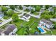 Aerial view of a backyard featuring a refreshing in-ground pool and ample green space at 1234 Breaside Cir, Greenwood, IN 46143