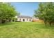 Manicured backyard with lawn, wood fence, and some landscaping at 12496 Wolf Run Rd, Noblesville, IN 46060