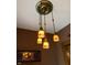 Elegant chandelier with vintage-style glass shades enhances the cozy ambiance at 1352 Clinton St, Noblesville, IN 46060