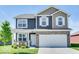 Beautiful two-story home featuring stone accents, a two-car garage, and manicured landscaping at 1529 Fairmount Dr, Greenfield, IN 46140