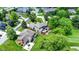 Aerial view of a residential area showcasing well-maintained homes with green lawns and mature trees at 1850 Longest Dr, Franklin, IN 46131