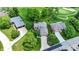 An aerial view shows this home's setting on a well-maintained lot near the neighborhood golf course at 1850 Longest Dr, Franklin, IN 46131