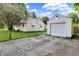 Spacious backyard featuring a detached garage and well-maintained lawn at 1868 N Hawthorne Ln, Indianapolis, IN 46218
