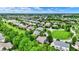 Scenic aerial view of a residential area showcasing lush green spaces and well-maintained homes at 2535 Dawn Ridge Dr, Westfield, IN 46074