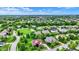 Expansive aerial shot captures a vibrant residential neighborhood with tree-lined streets and green spaces at 2535 Dawn Ridge Dr, Westfield, IN 46074