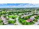 Scenic aerial view showcasing a residential community with lush green spaces and manicured lawns at 2535 Dawn Ridge Dr, Westfield, IN 46074