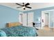 Spacious bedroom with a ceiling fan, a workstation, and a view to the hallway at 2535 Dawn Ridge Dr, Westfield, IN 46074