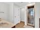 Well-lit bathroom featuring a walk-in shower and double vanity with neutral finishes at 350 N Meridian St # 705, Indianapolis, IN 46204