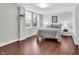 Bright bedroom with large windows and modern furnishings; perfect space to relax at 350 N Meridian St # 705, Indianapolis, IN 46204