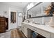 This is a bathroom with white vanity and mirror at 4736 Rocky Knob Ln, Indianapolis, IN 46254