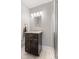 Bathroom featuring a granite countertop vanity and glass shower at 519 Woodruff Place Middle Dr, Indianapolis, IN 46201