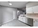 Modern kitchen equipped with stainless steel appliances, white cabinets, and modern countertops at 5633 Fox Glove Ln, Indianapolis, IN 46254