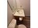 Bathroom featuring a single sink vanity, mirror and standard toilet at 7549 Stockard St, Indianapolis, IN 46239