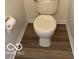 Close-up of a standard white toilet with updated flooring and clean white trim at 7549 Stockard St, Indianapolis, IN 46239