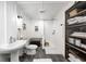Modern bathroom with a stylish vanity, toilet, and walk-in shower at 10479 Dusty Rose Dr, Zionsville, IN 46077