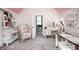 Bedroom featuring a pink ceiling, bookshelves and a makeup vanity at 10479 Dusty Rose Dr, Zionsville, IN 46077