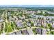 Aerial view of a neighborhood with manicured lawns, diverse architecture and mature trees at 12999 Deerstyne Green St, Carmel, IN 46032