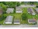 Bird's-eye view of residential area highlighting well-maintained lawns and compact home arrangements at 1331 S 9Th St, Noblesville, IN 46060