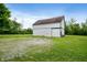 Large white outbuilding on an expansive green lot, perfect for storage or hobbies at 2708 N 400 E, Greenfield, IN 46140