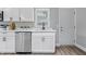 Close up of kitchen featuring white cabinets, stainless appliances, and modern fixtures at 3334 N Chester Ave, Indianapolis, IN 46218
