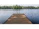 Stunning close up of a lake with calm waters and a wooden dock perfect for lakeside living at 3585 Bay Rd N Dr, Indianapolis, IN 46240