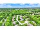 Expansive aerial view of a green neighborhood with an abundant canopy of trees and well-spaced homes at 5268 Woodfield Dr N, Carmel, IN 46033