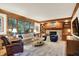 Inviting living room with built-in shelves, fireplace, and large windows at 5268 Woodfield Dr N, Carmel, IN 46033