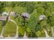 Picturesque aerial shot showcasing a home surrounded by mature trees and manicured lawns at 5506 Kessler Blvd N Dr, Indianapolis, IN 46228