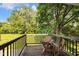 This back deck offers ample room for entertaining and beautiful view of the greenery in the backyard at 5506 Kessler Blvd N Dr, Indianapolis, IN 46228