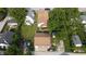 Aerial view showcasing the property's layout, including the house, detached garage, and backyard at 60 S 8Th Ave, Beech Grove, IN 46107