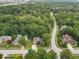 Neighborhood aerial view highlighting the mature tree coverage and home placement at 6363 Harmonridge Ct, Indianapolis, IN 46278