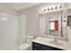 Clean bathroom with a shower-tub combo, vanity with sink, and neutral wall color at 6518 Jade Stream Ct # 312, Indianapolis, IN 46237