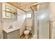 Clean bathroom with a modern vanity and a shower at 9080 W Forest Dr, Elwood, IN 46036