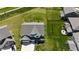 Aerial view of home with well-maintained backyard, fencing, and manicured lawn at 9640 Katana Cir, Fishers, IN 46040