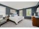 Serene bedroom featuring a neutral color palette, carpet, and two windows for natural light at 10243 Brixton Ln, Fishers, IN 46037