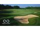 Scenic view of a well-manicured golf course with lush green fairways and a sand trap in the foreground at 11101 Hawthorn Rdg, Fishers, IN 46037