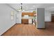 Bright kitchen features wooden cabinets, white appliances, and vinyl flooring at 1121 Barcelona Dr, Greenwood, IN 46143