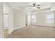 This spacious main bedroom has carpeted floors, recessed lighting, and natural light at 11849 Traymoore Dr, Fishers, IN 46038