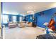 Spacious living room with comfortable seating, blue walls, and musical instruments adding character at 12672 Amber Star Dr, Noblesville, IN 46060