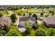 Stunning aerial view of a home with a backyard featuring a fire pit and a community with ponds at 13218 Beckwith Dr, Carmel, IN 46074