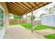 Covered back patio overlooking a grassy backyard with a wooden fence at 148 S 3Rd Ave, Beech Grove, IN 46107
