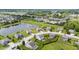 An aerial view showcasing a community with ponds, spacious yards, and well-maintained lawns at 2337 Hanover Rd, Brownsburg, IN 46112