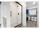 Modern bathroom featuring a glass shower and walk-in closet and black hardware and fixtures at 241 Chamberlain Cir, Noblesville, IN 46062