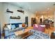 Bright living room with hardwood floors, comfortable seating, shelving and view of the kitchen at 350 N Meridian St # A303, Indianapolis, IN 46204