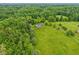 Panoramic aerial view of the property highlighting the home's location, lush greenery, and sprawling lawn at 3564 Clear Creek Blvd, Martinsville, IN 46151